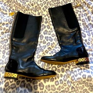 ryan haber black jeweled riding boots size 38